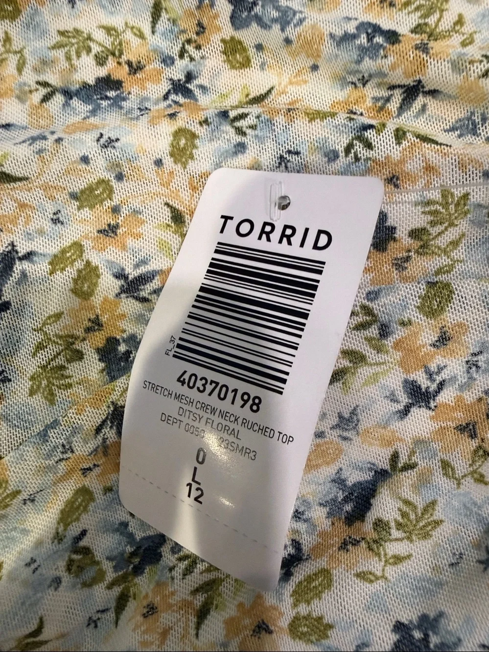 Torrid ditsy floral Stretch Mesh Crew Neck Ruched Top